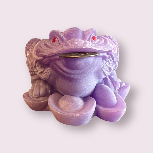 Frosted Acrylic Feng Shui Figurine Money Toad Purple