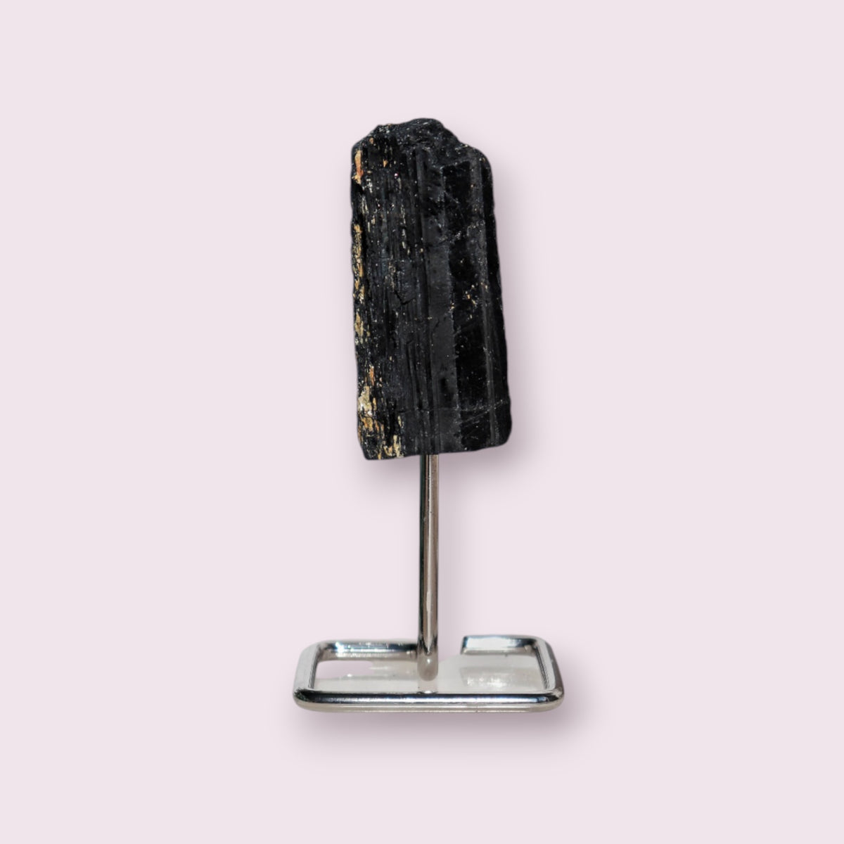 Black Tourmaline on Silver Metal Stand