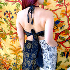 Black Celestial Cotton Halter Top
