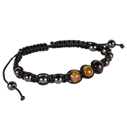 Adjustable Hematite Crystal & Gemstone Beaded Bracelets: TIGER EYE