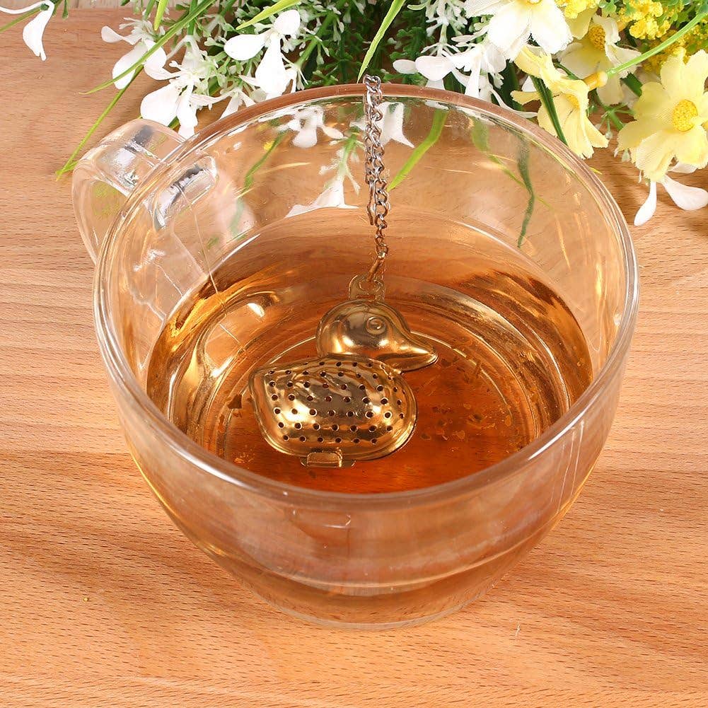 Duck Stainless Steel Tea Infuser, Hanging Mesh Strainer: Duck+Drip Tray