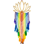Bamboo Wall Hanging Boho Lotus w/ Macrame Chakra