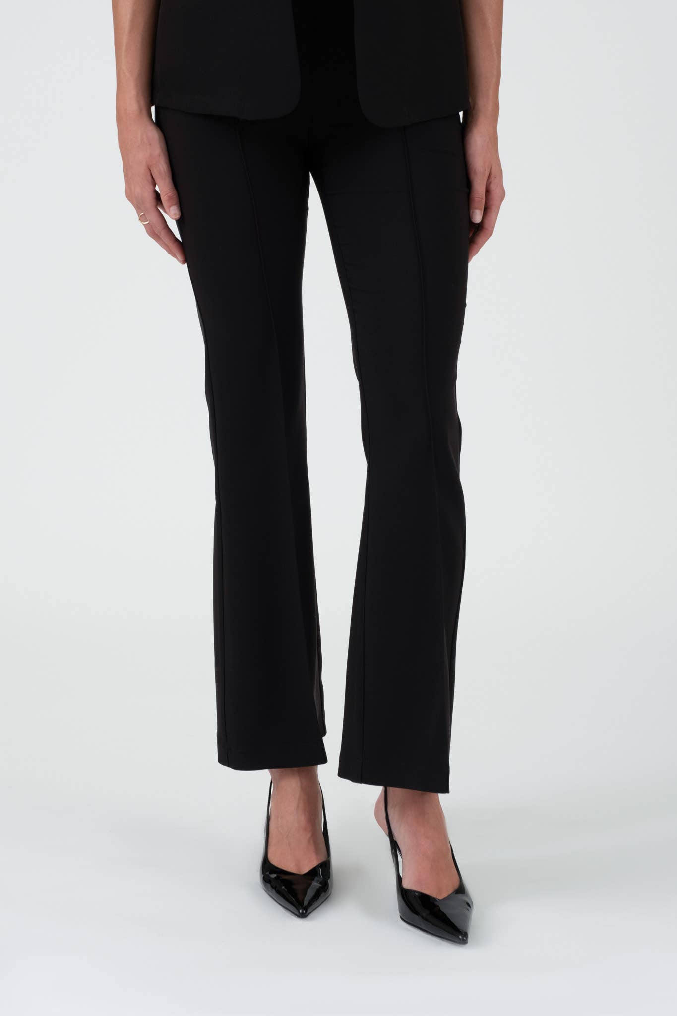 HIGH WAIST BELL BOTTOM DRESS PANTS: BLACK