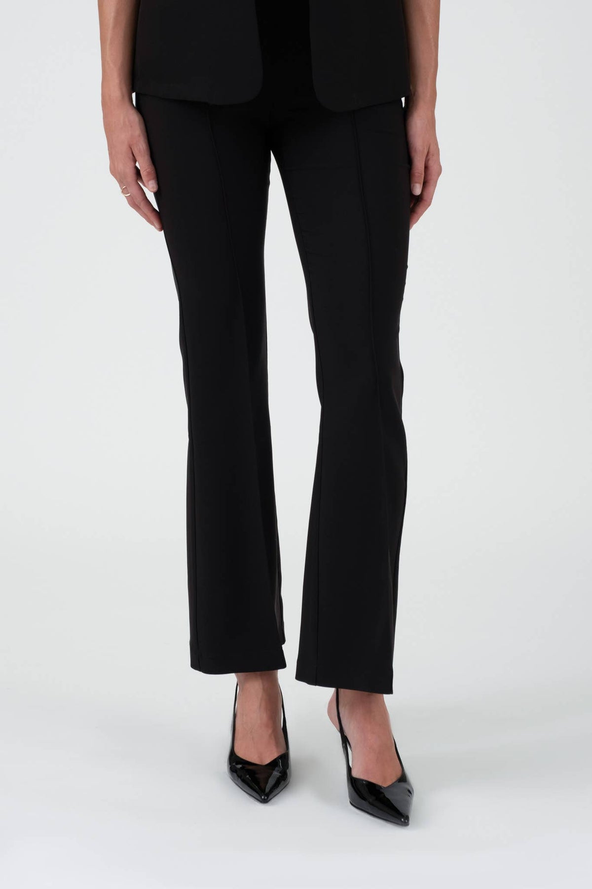 HIGH WAIST BELL BOTTOM DRESS PANTS: BLACK