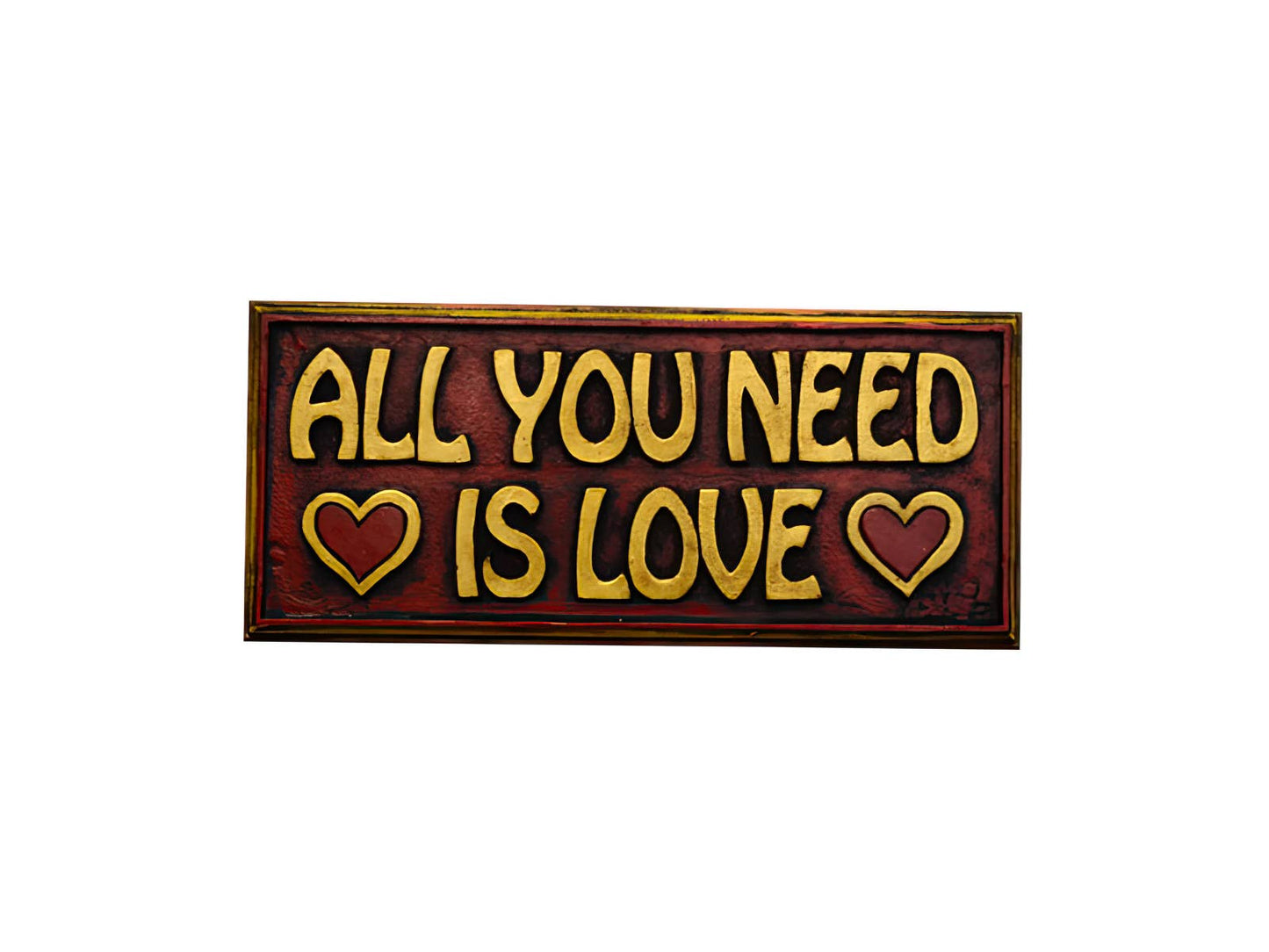 ALL YOU NEED IS LOVE PAINTED WOODEN WALL PLAQUE WALL HANGING