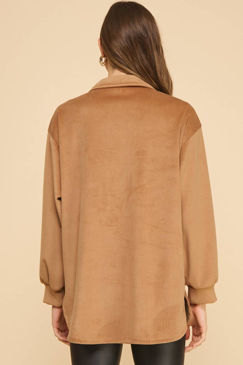 Amicis Lilian Oversized  Shirt: Camel