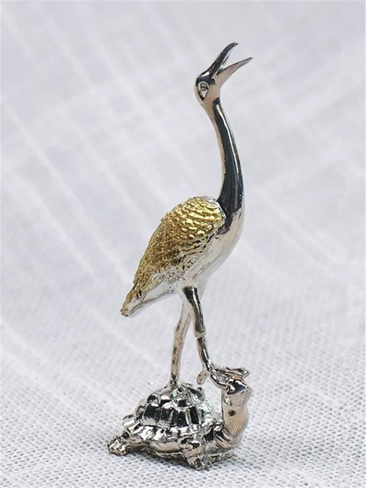 Crane and Turtle Incense Holder – 4.3" Metal Ornament