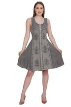 Gray Button Up Embroidery Dress