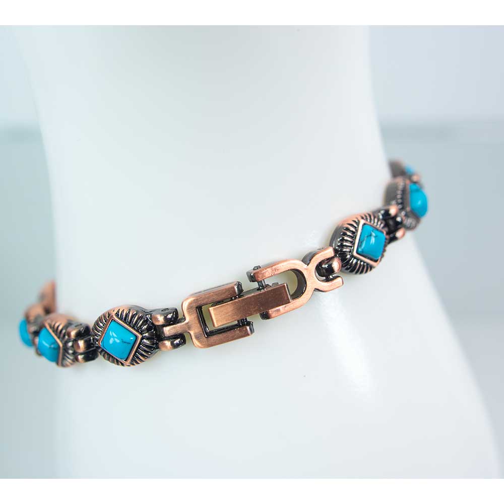 Magnetic Copper and Turquoise Link Bracelet w/ Magnets