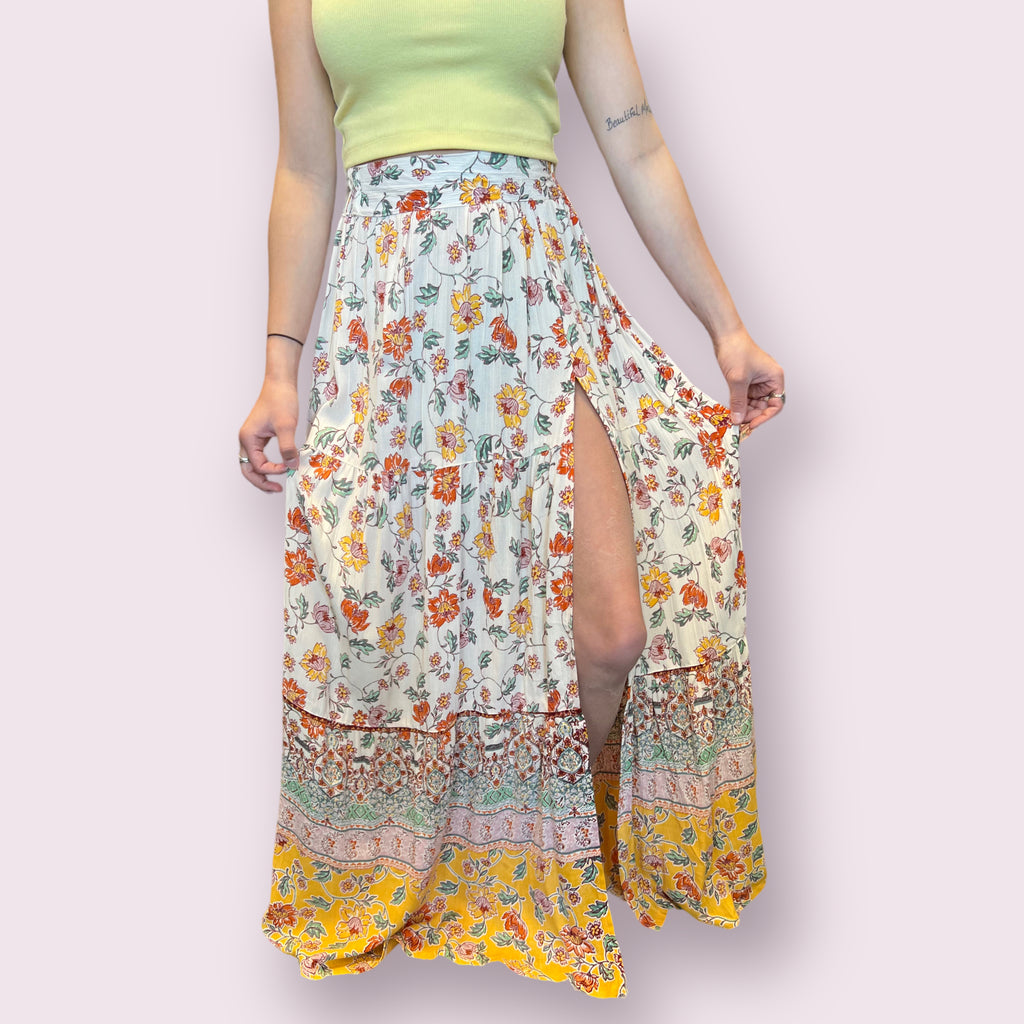 Floral Maxi Skirt with Slit