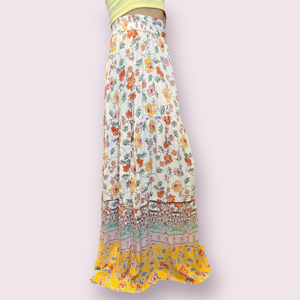 Floral Maxi Skirt with Slit