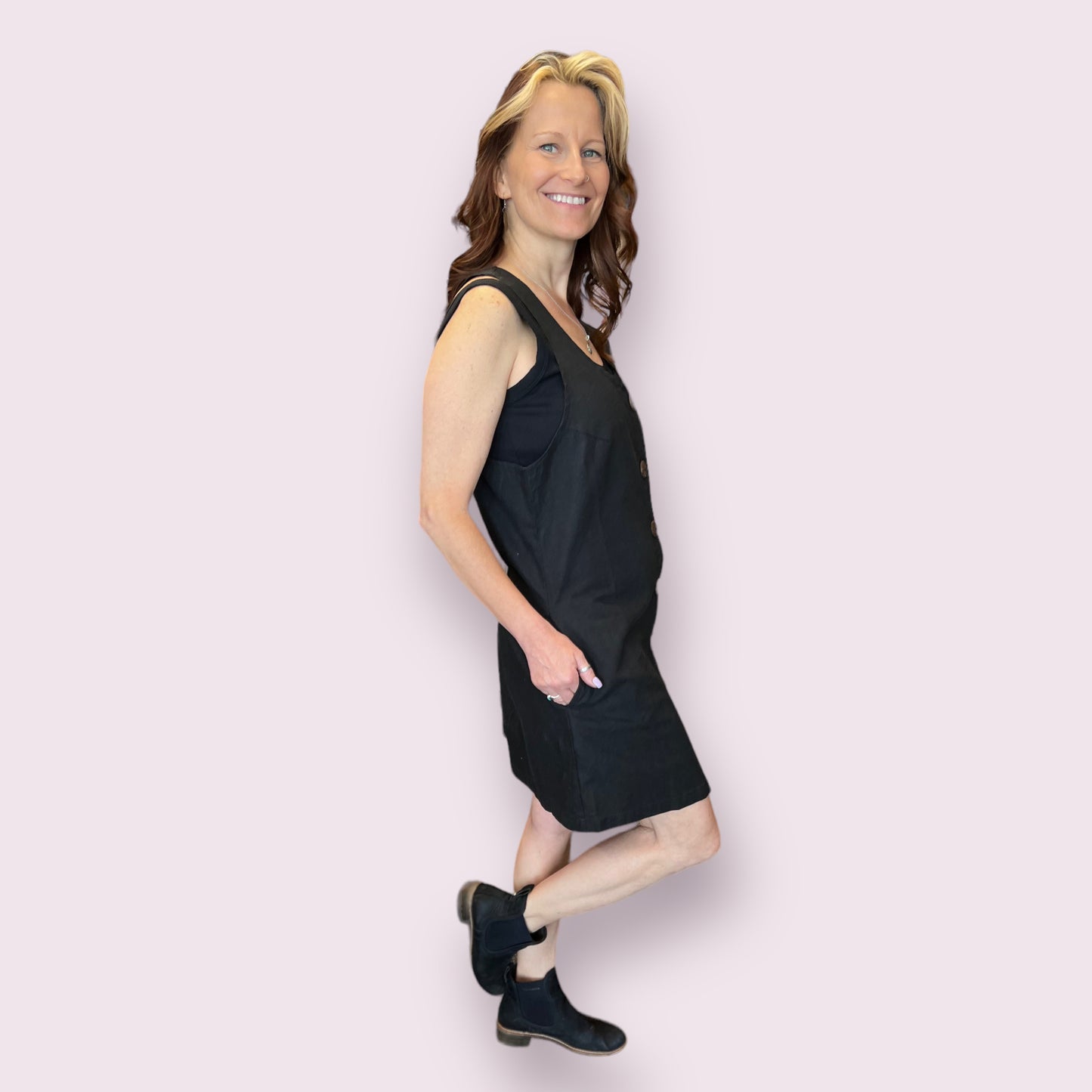 Black Hemp Cotton Jumper Dress