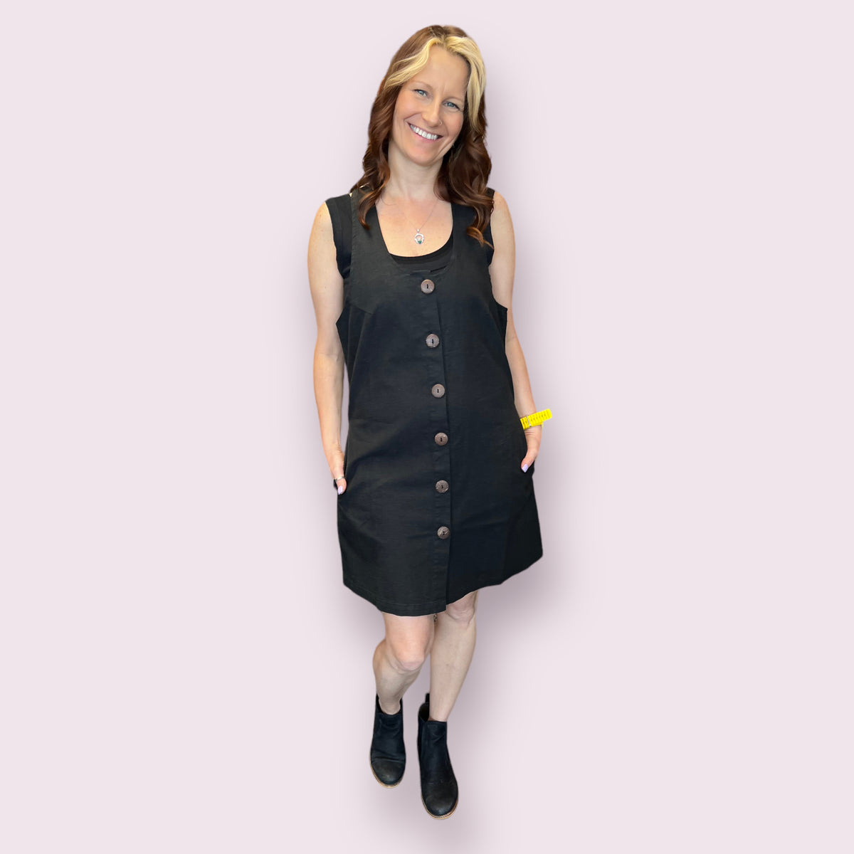 Black Hemp Cotton Jumper Dress