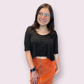 Black V Neck Crop