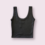 Black Rib Knit Scoop Neck Tank