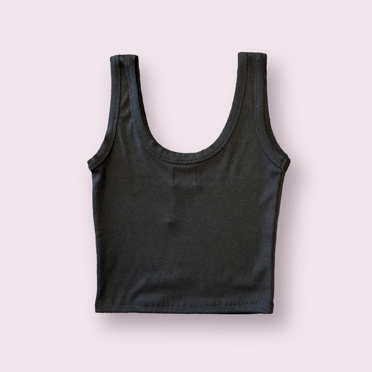 Black Rib Knit Scoop Neck Tank