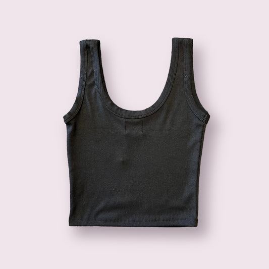 Black Rub Knit Scoop Neck Tank