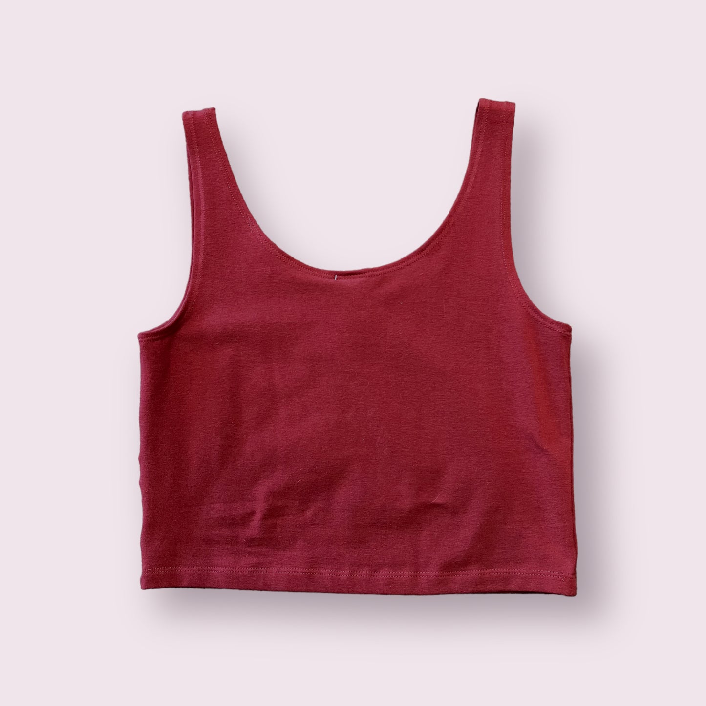 Organic Cotton Fitted Cropped Tank Top Burgundy