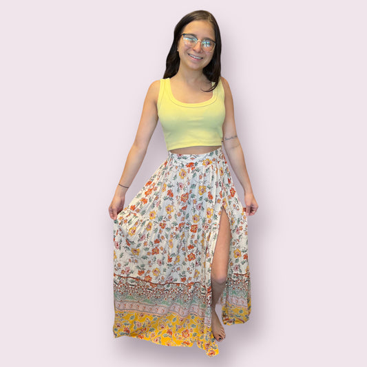 Floral Maxi Skirt with Slit