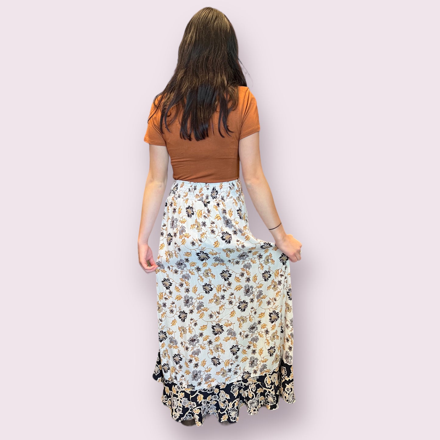 Ruffle Slit Maxi Skirt
