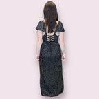 V Neck Smocked Waist Dress with Lace Up Back