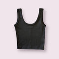 Black Rib Knit Scoop Neck Tank
