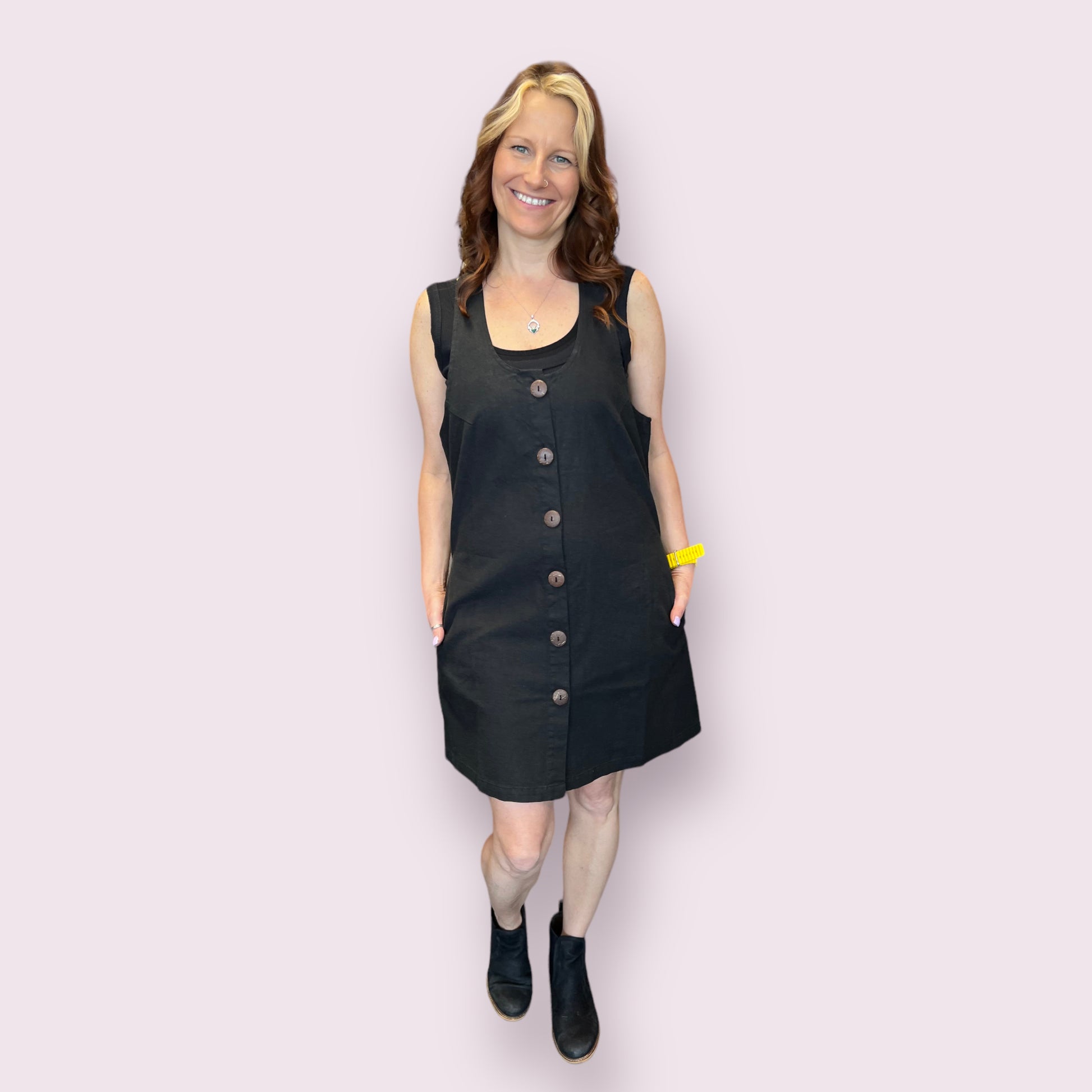 Black Hemp Cotton Jumper Dress Black / M/L Black Hemp Cotton Jumper Dress Black / M/L