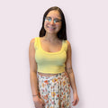 Rib Knit Flat Yellow Crop Top