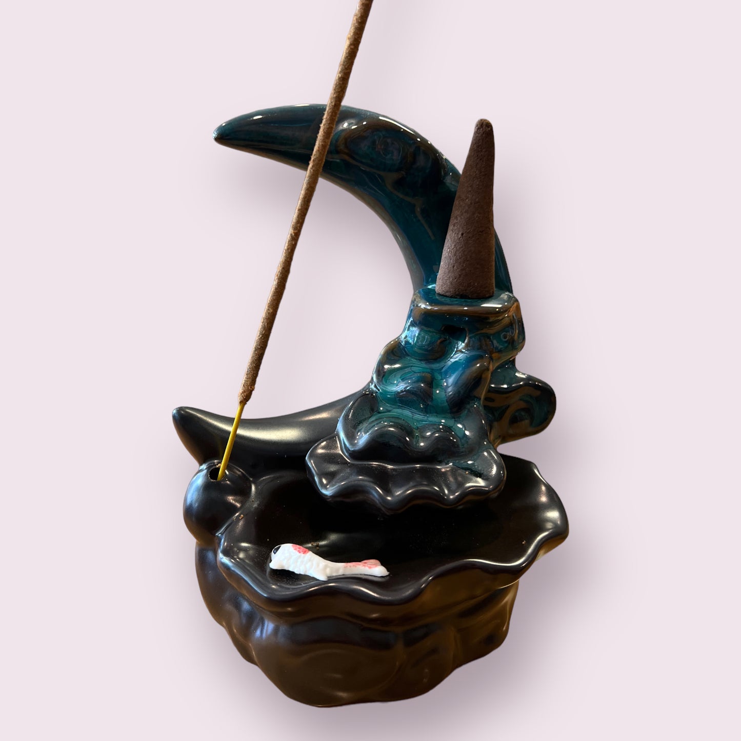 Koi Fish Moon Backflow Incense Burner