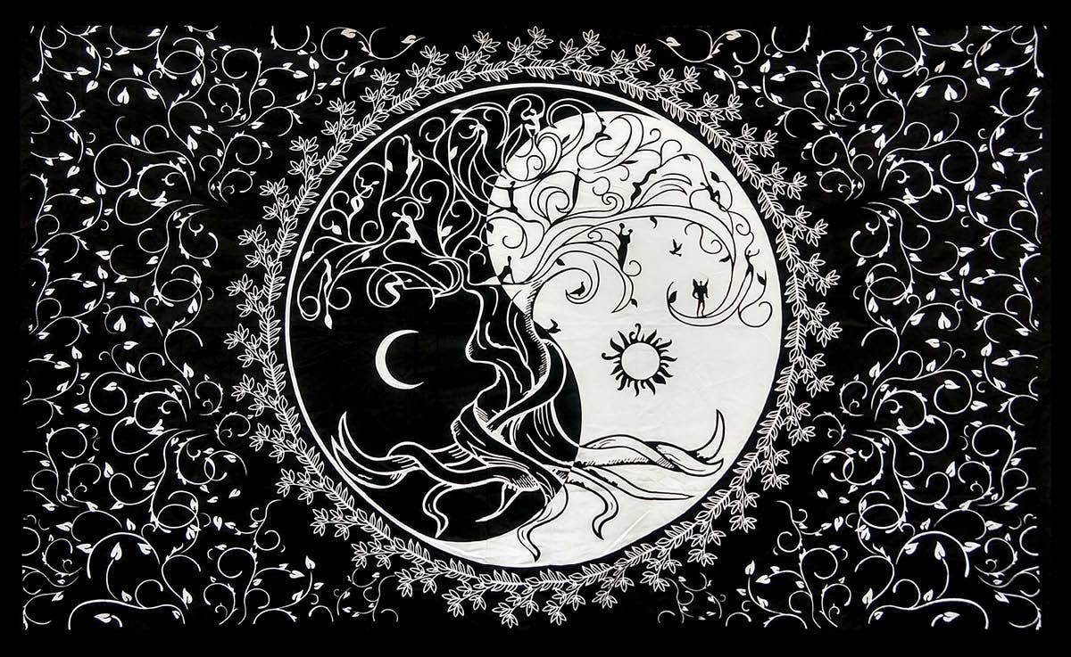 Ying Yang With Tree Of Life Tapestry