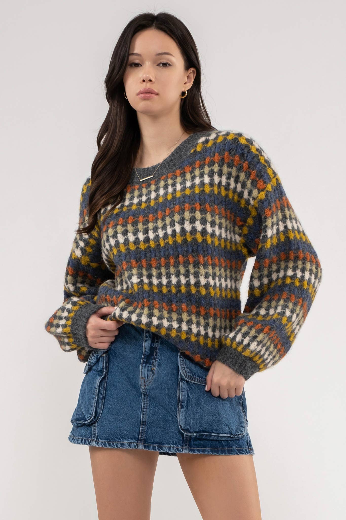 Multicolor Crew Knit Sweater