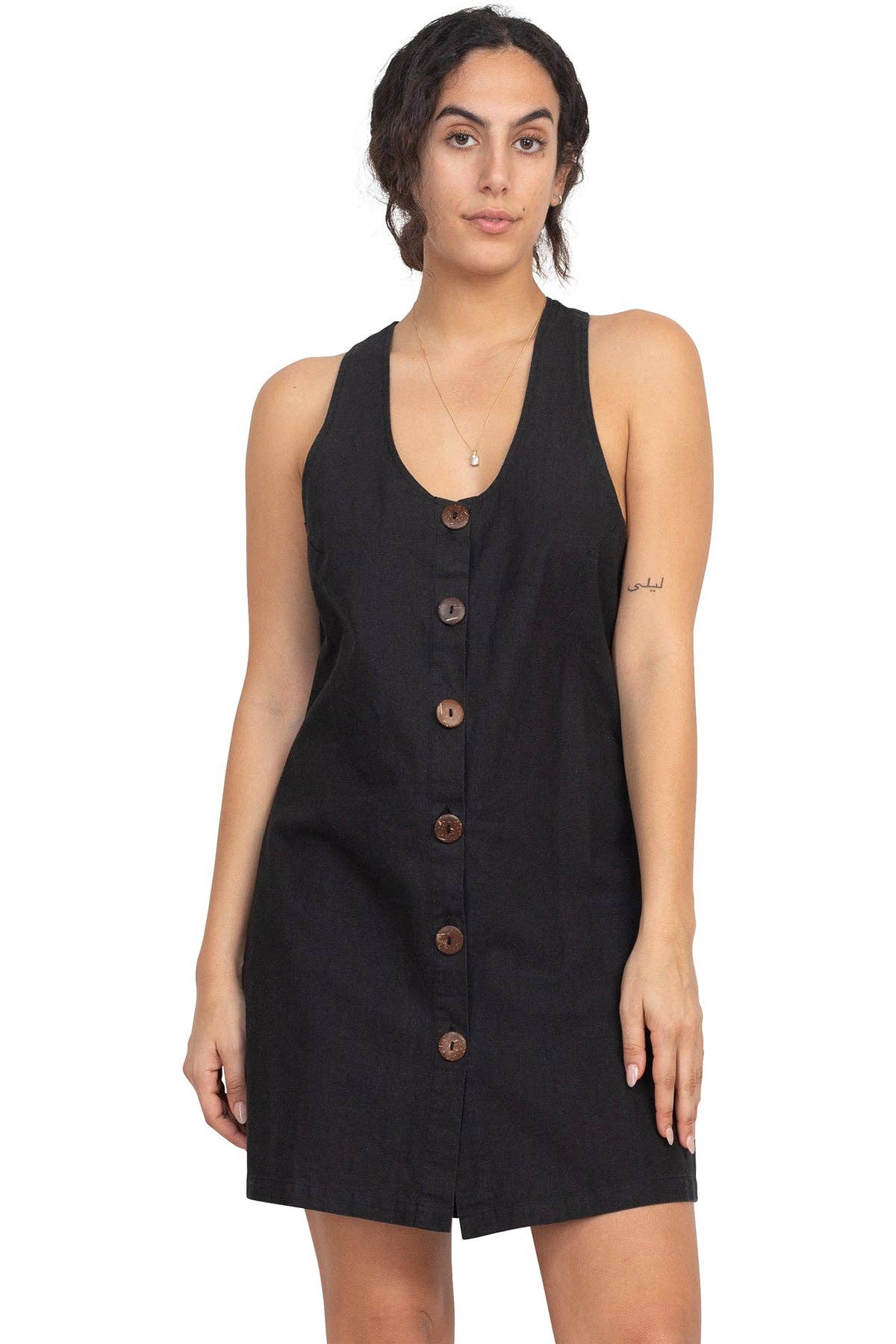 Black Hemp Cotton Jumper Dress