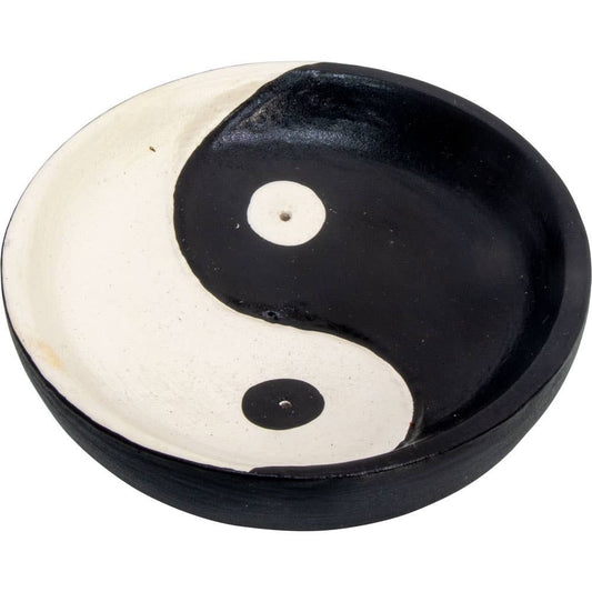Yin Yang  Wood Round Incense Holder