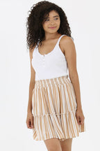Striped Skirt with Smocked Waist