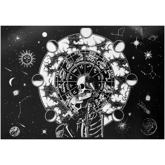 Zodiac Astrology Skulls Tapestry