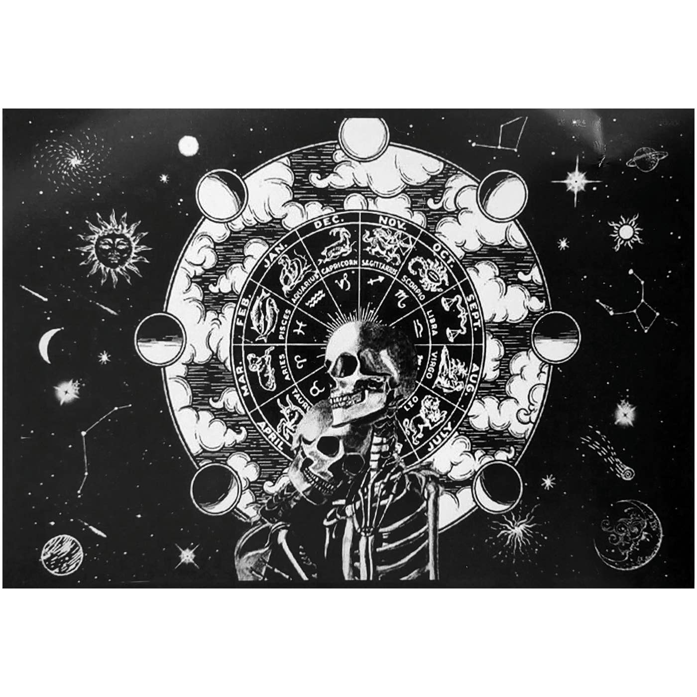 Zodiac Astrology Skulls Tapestry