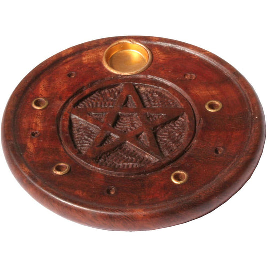 Wood Incense Holder Pentacle (Each)