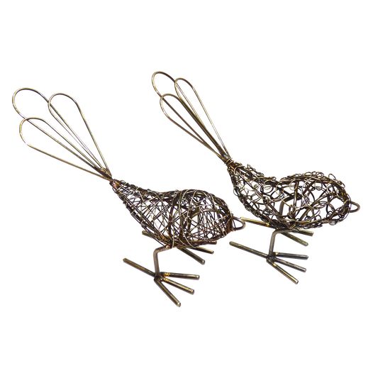 Mini Antique Wrapped Wire Birds (set of 2)