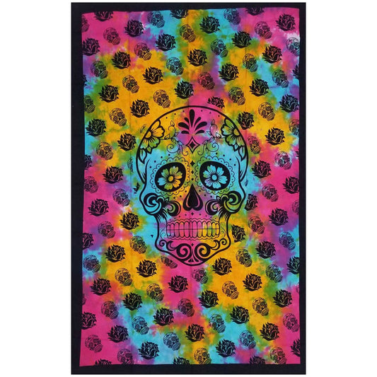 Floral With Skull Tapestry