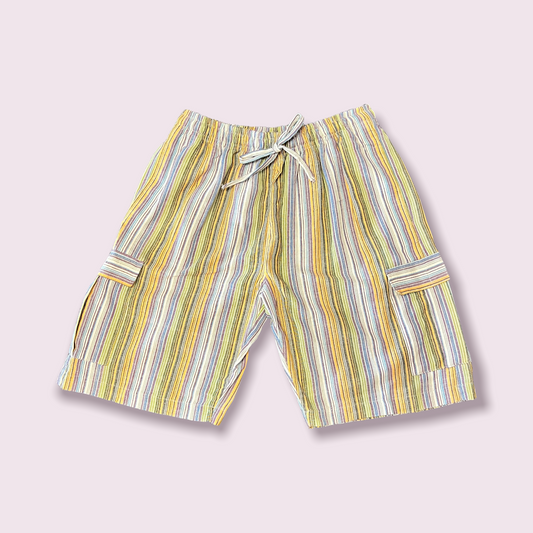 Natural Men's Striped Shorts With Pockets