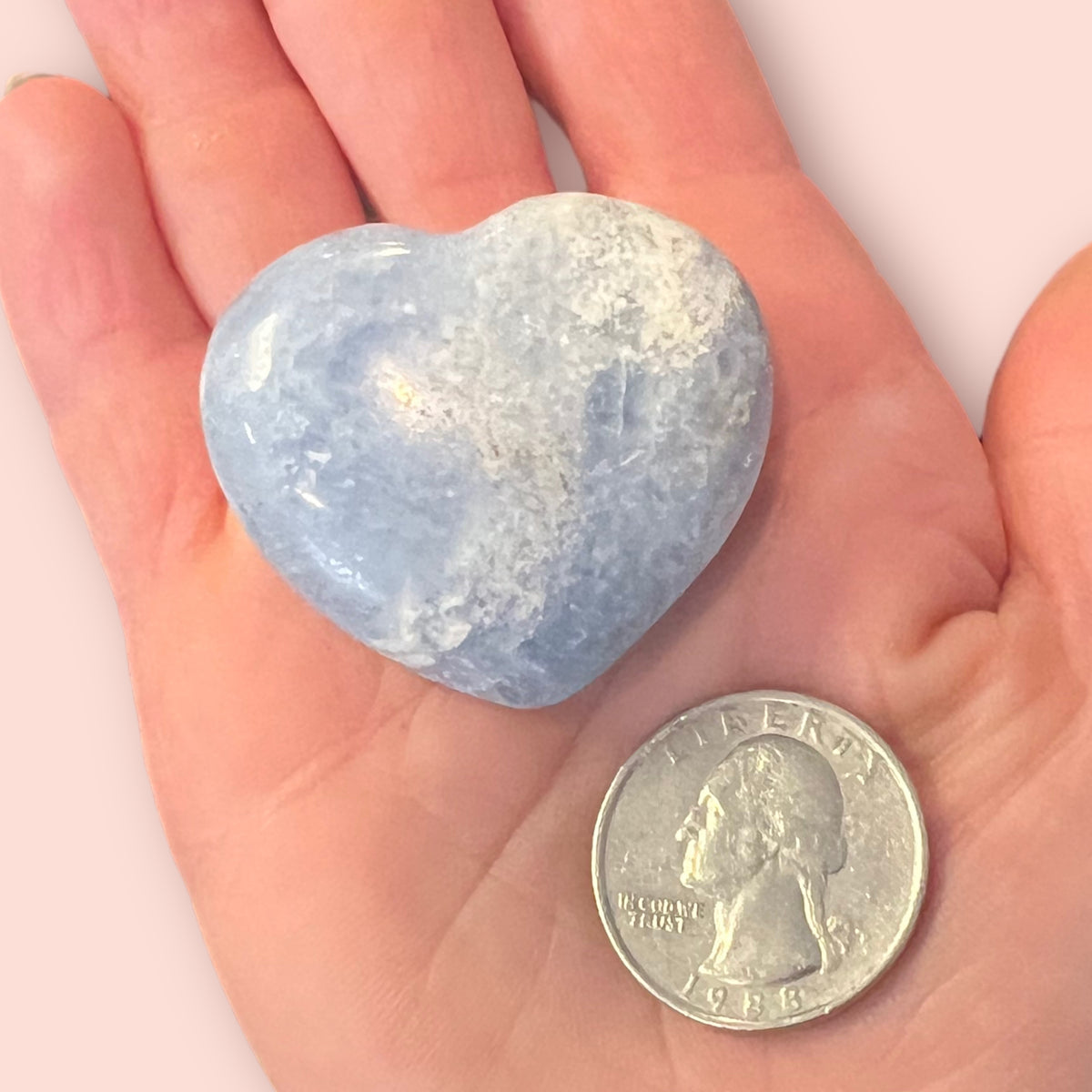 Blue Calcite Crystal Heart
