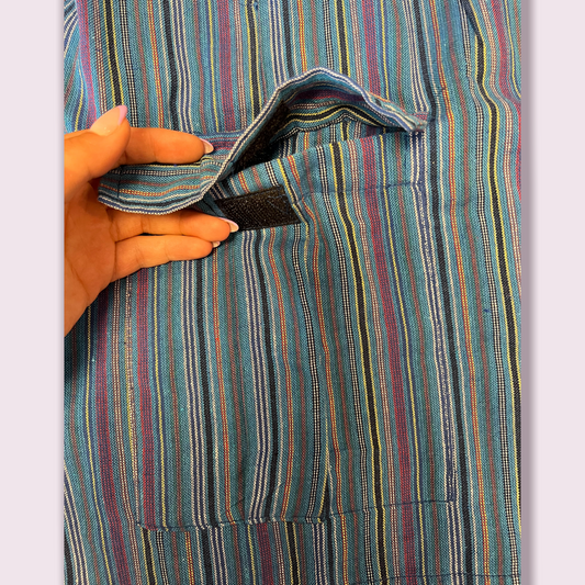 Blue Men's Striped Shorts With Pockets