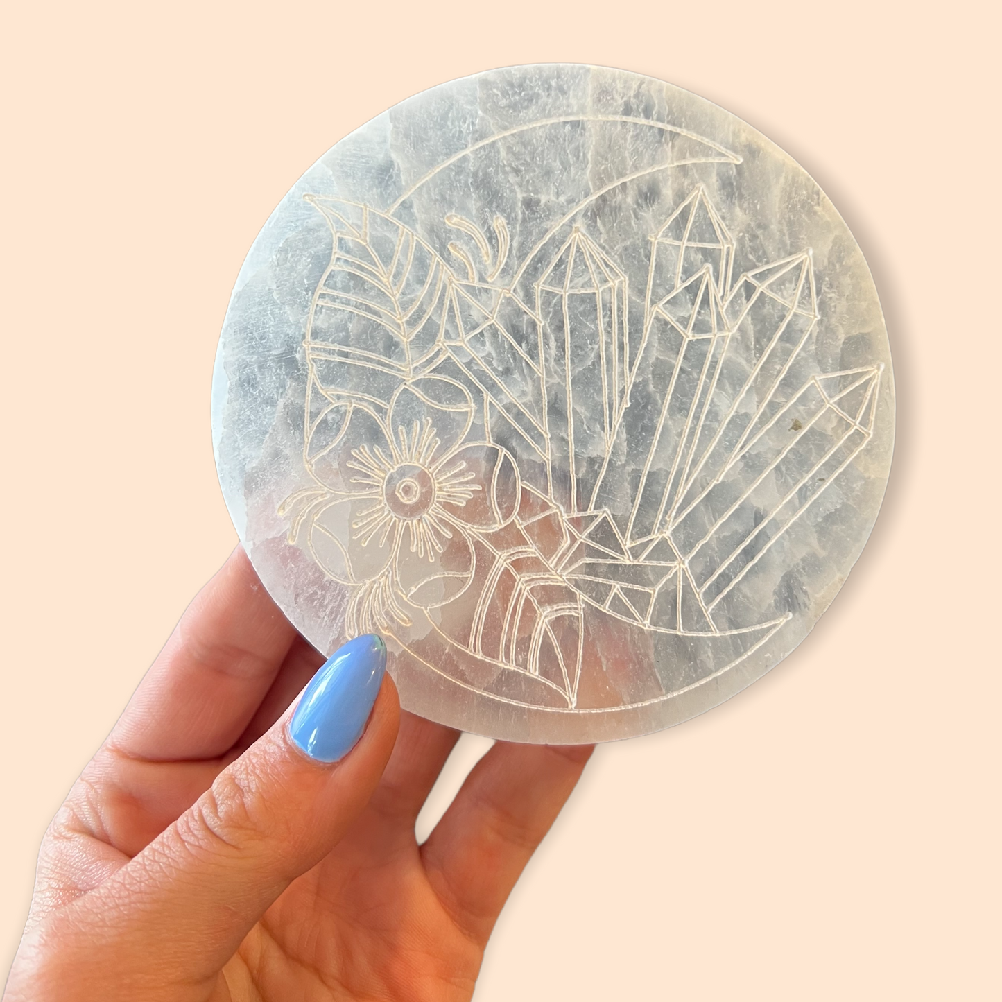 Crystal Moon Selenite Round Plate