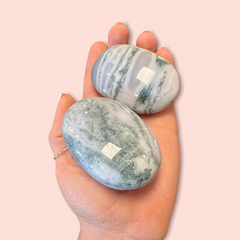 Palm Stone - Moss Agate | Moss Agate Gemstone