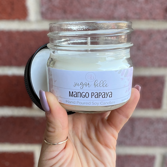 Mango Papaya Mason Jar Soy Candle 4 oz Jar