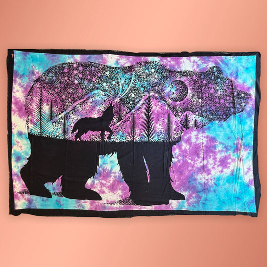 Polar Bear and Wolf Twin Tapestry