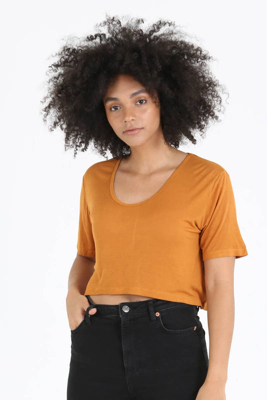 Rust V Neck Crop