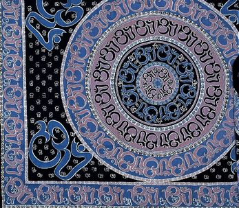 Om Print Tapestry Blue