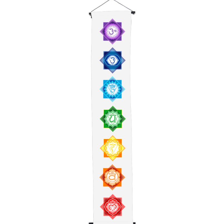 Cotton Color Print Banner Chakras White