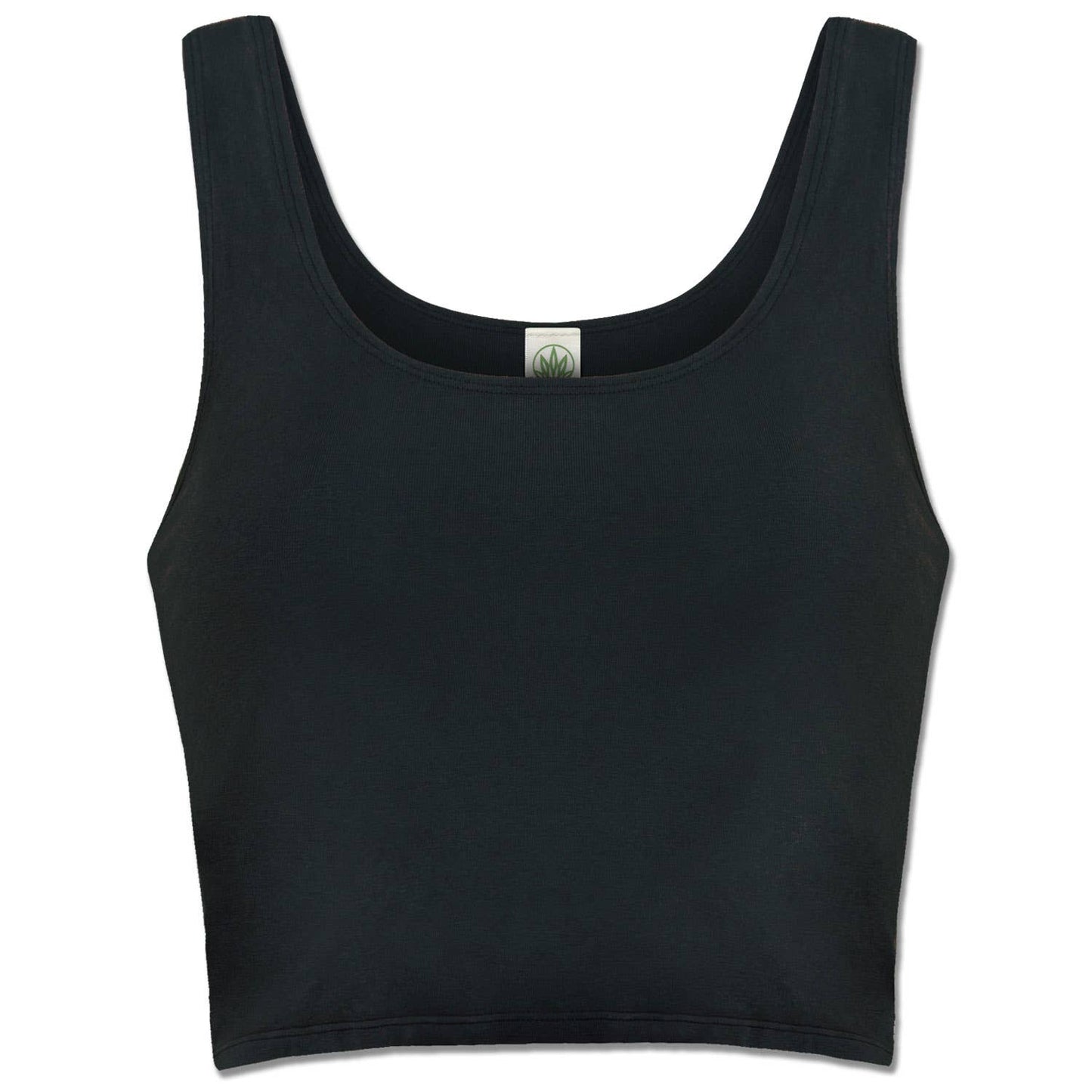 Organic Cotton Fitted Cropped Tank Top Black